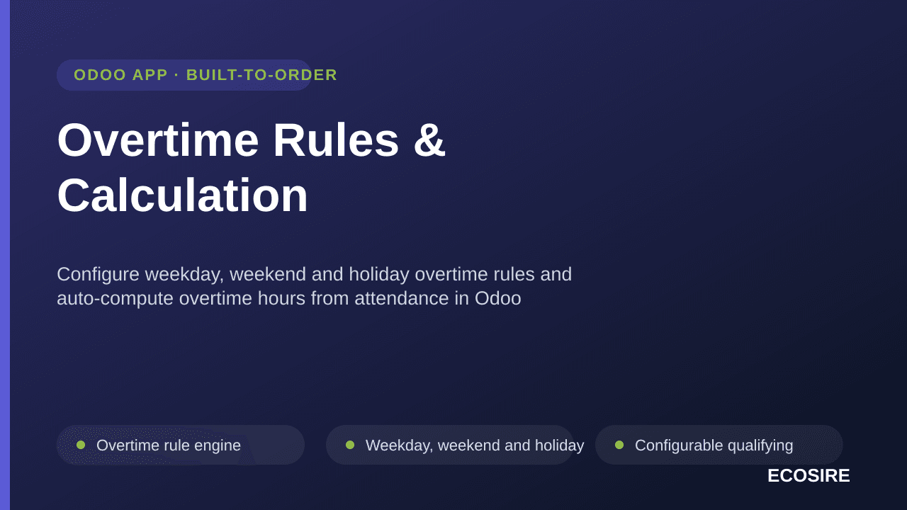 Overtime Rules & Calculation — Configure weekday, weekend and holiday overtime rules and auto-compute overtime hours from att — Image 1 of 3
