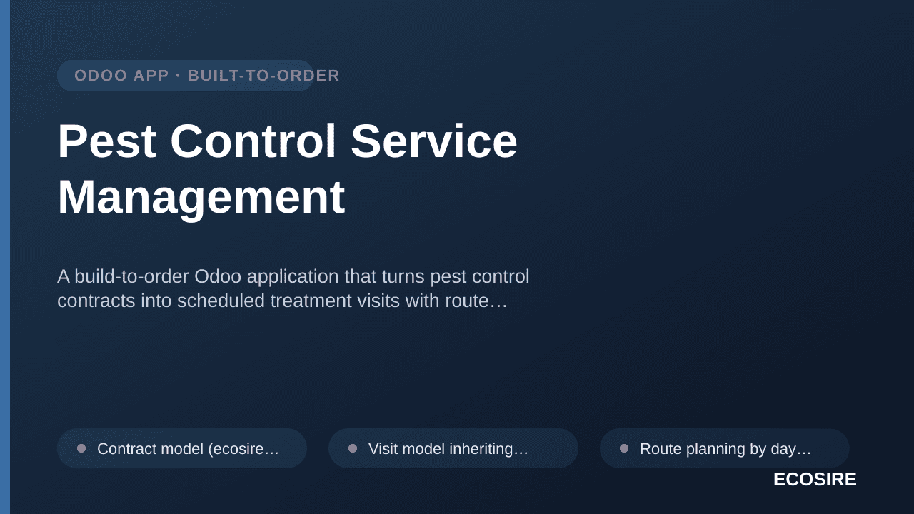 Pest Control Service Management — A build-to-order Odoo application that turns pest control contracts into scheduled treatmen — 1/1