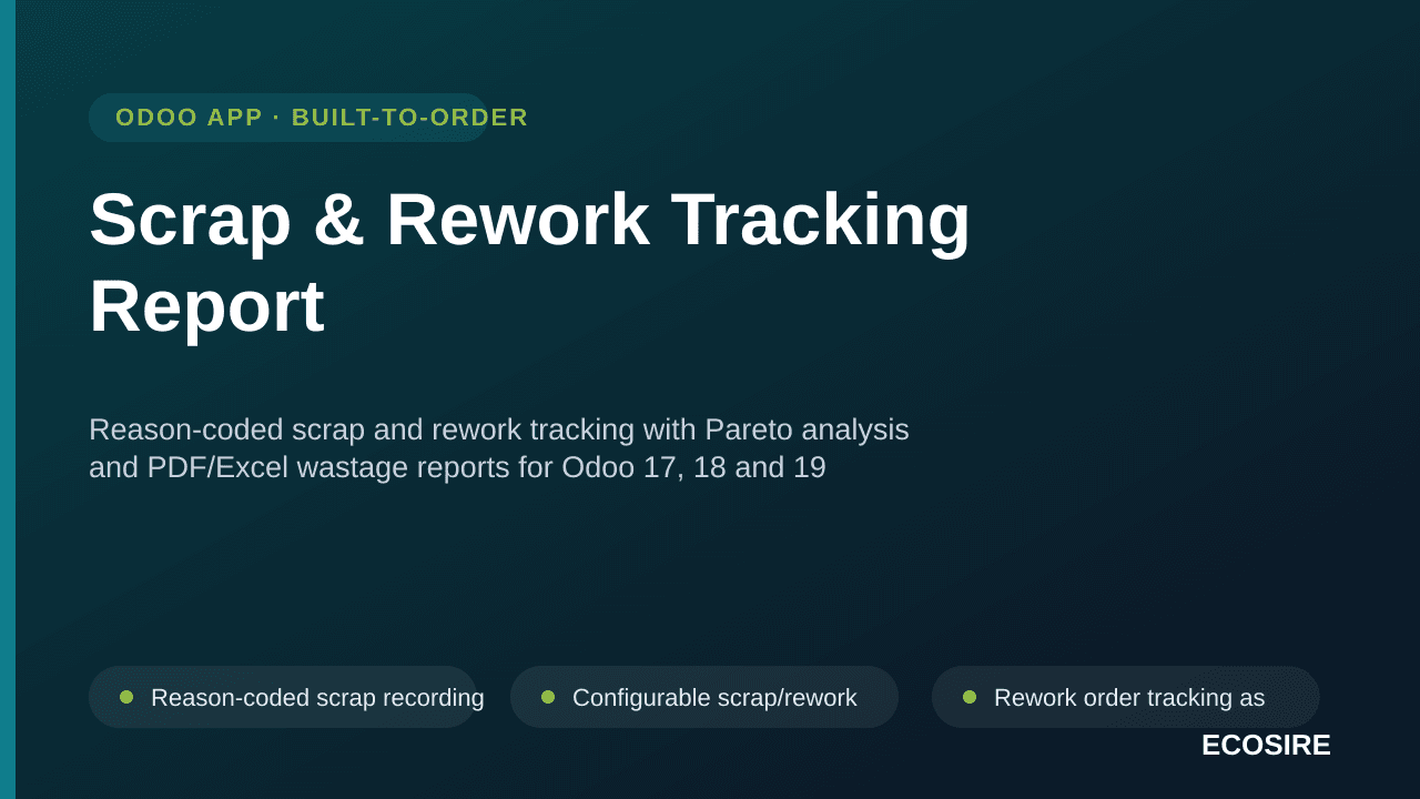 Scrap & Rework Tracking Report — Reason-coded scrap and rework tracking with Pareto analysis and PDF/Excel wastage reports fo — Image 1 of 3