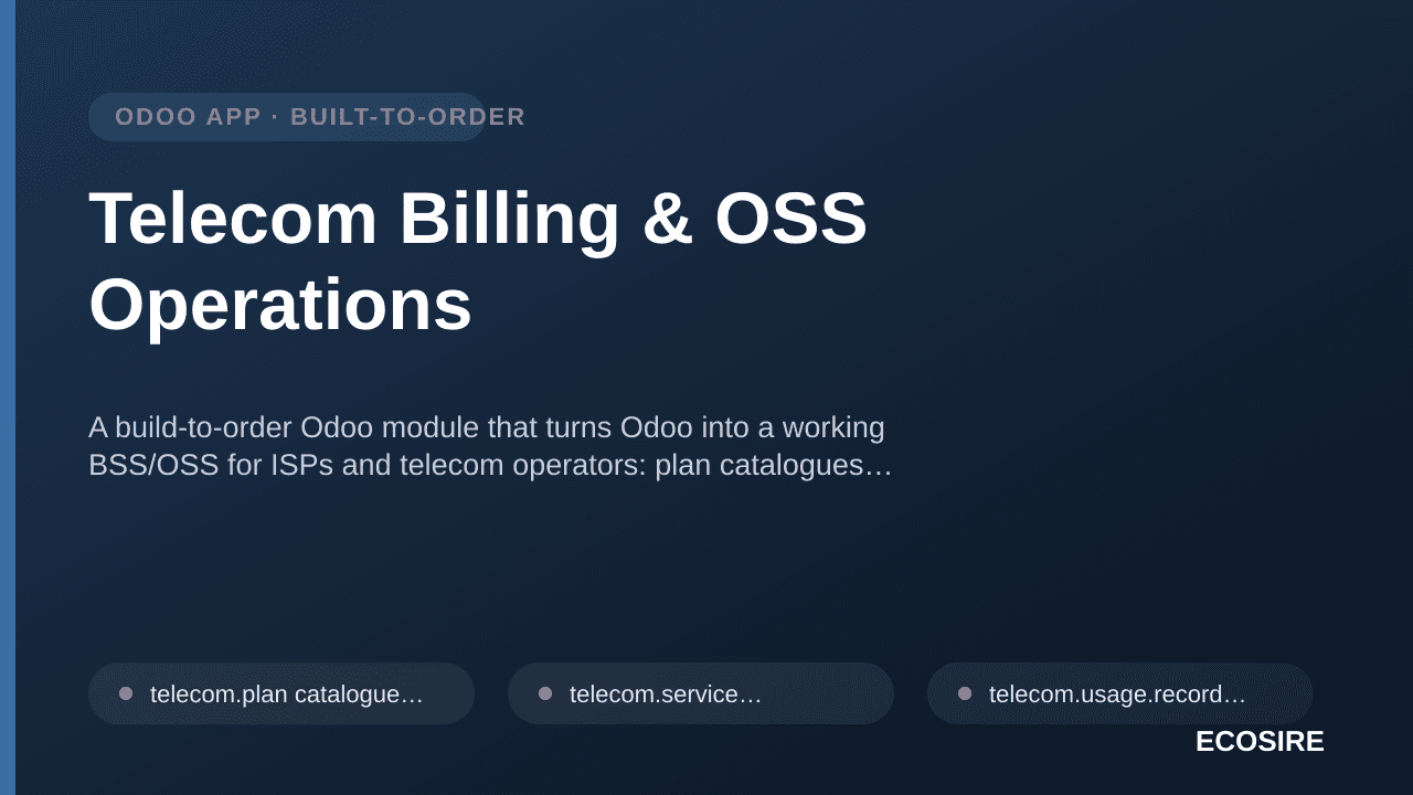 Telecom Billing & OSS Operations — A build-to-order Odoo module that turns Odoo into a working BSS/OSS for ISPs and telecom o — 1/1