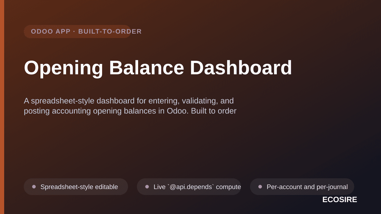 Opening Balance Dashboard — A spreadsheet-style dashboard for entering, validating, and posting accounting opening balances i — Image 1 of 3