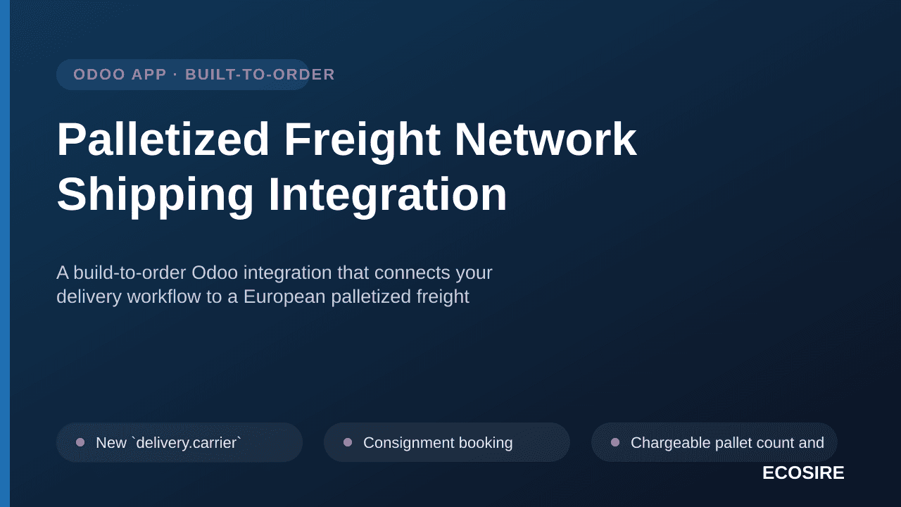 Palletized Freight Network Shipping Integration — A build-to-order Odoo integration that connects your delivery workflow to a — Image 1 of 3
