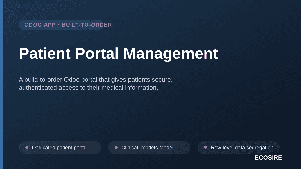 Patient Portal Management — A build-to-order Odoo portal that gives patients secure, authenticated access to their medical in — Image 1 of 3