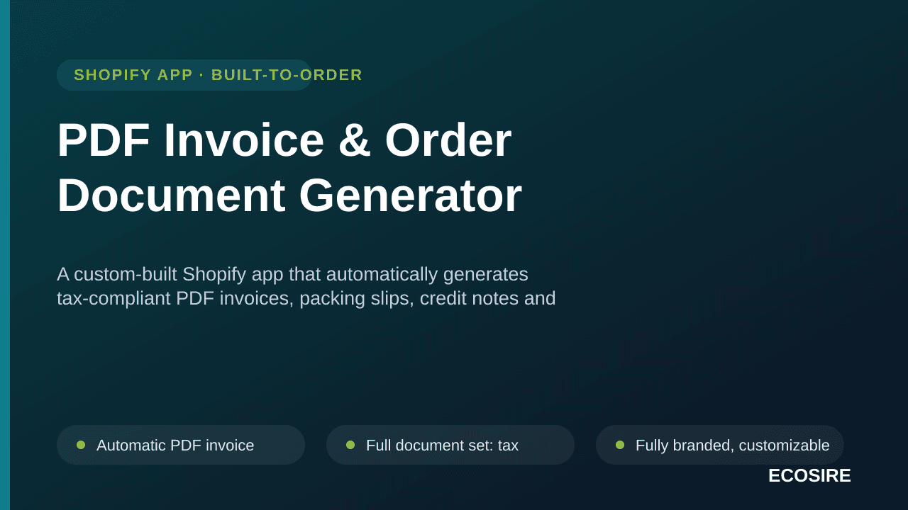 PDF Invoice & Order Document Generator — A custom-built Shopify app that automatically generates tax-compliant PDF invoices,  — Image 1 of 3