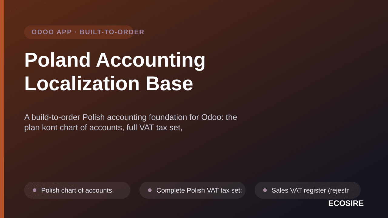 Poland Accounting Localization Base — A build-to-order Polish accounting foundation for Odoo: the plan kont chart of accounts — Image 1 of 3