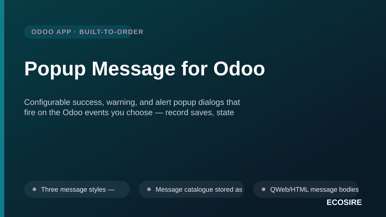 Popup Message for Odoo