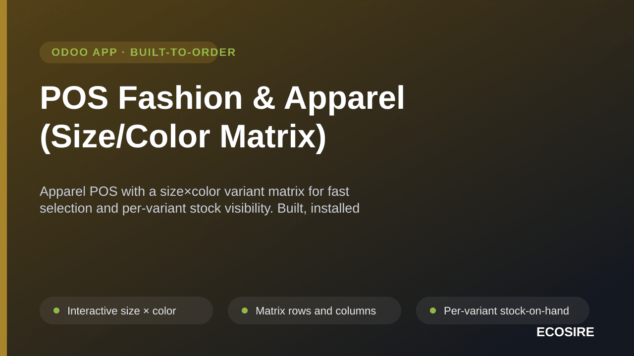 POS Fashion & Apparel (Size/Color Matrix) — Apparel POS with a size×color variant matrix for fast selection and per-variant s — Image 1 of 3