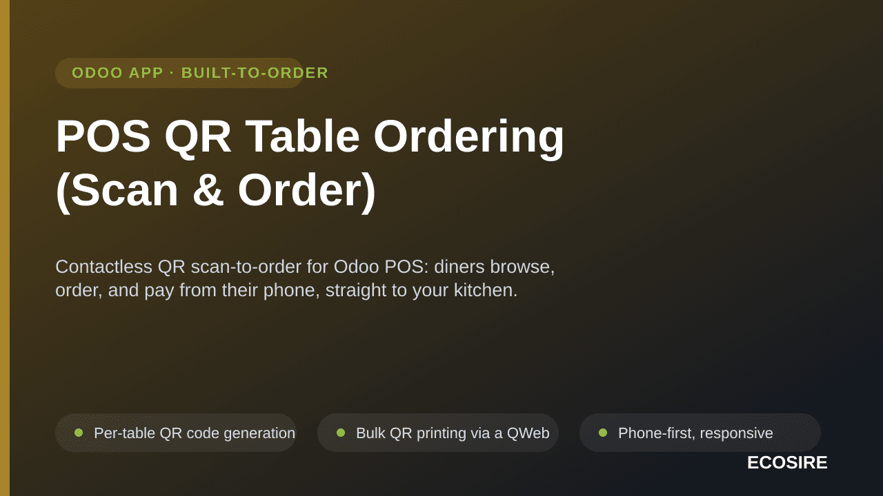 POS QR Table Ordering (Scan & Order) — Contactless QR scan-to-order for Odoo POS: diners browse, order, and pay from their ph — Image 1 of 3