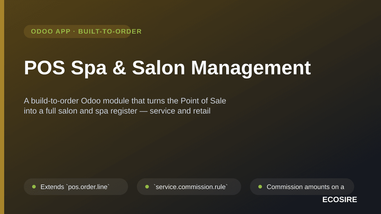 POS Spa & Salon Management — A build-to-order Odoo module that turns the Point of Sale into a full salon and spa register — s — Image 1 of 3