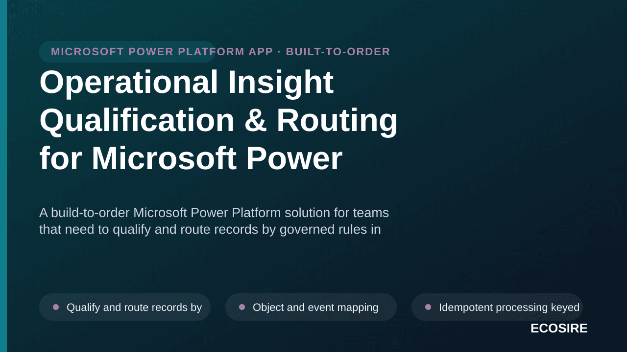 Operational Insight Qualification & Routing for Microsoft Power Platform — A build-to-order Microsoft Power Platform solution — 1/3