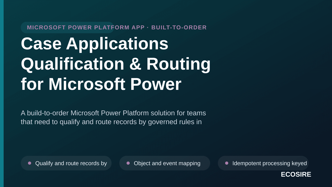 Case Applications Qualification & Routing for Microsoft Power Platform — A build-to-order Microsoft Power Platform solution f — 1/3