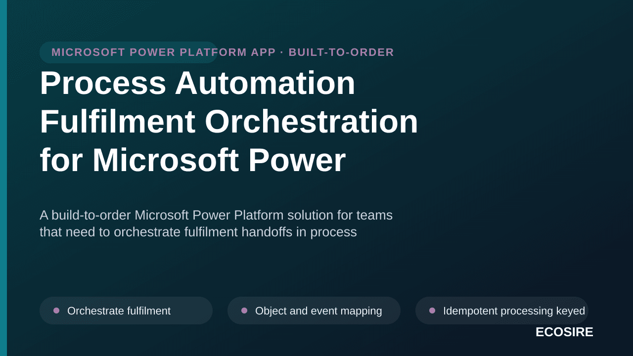 Process Automation Fulfilment Orchestration for Microsoft Power Platform — A build-to-order Microsoft Power Platform solution — 1/3