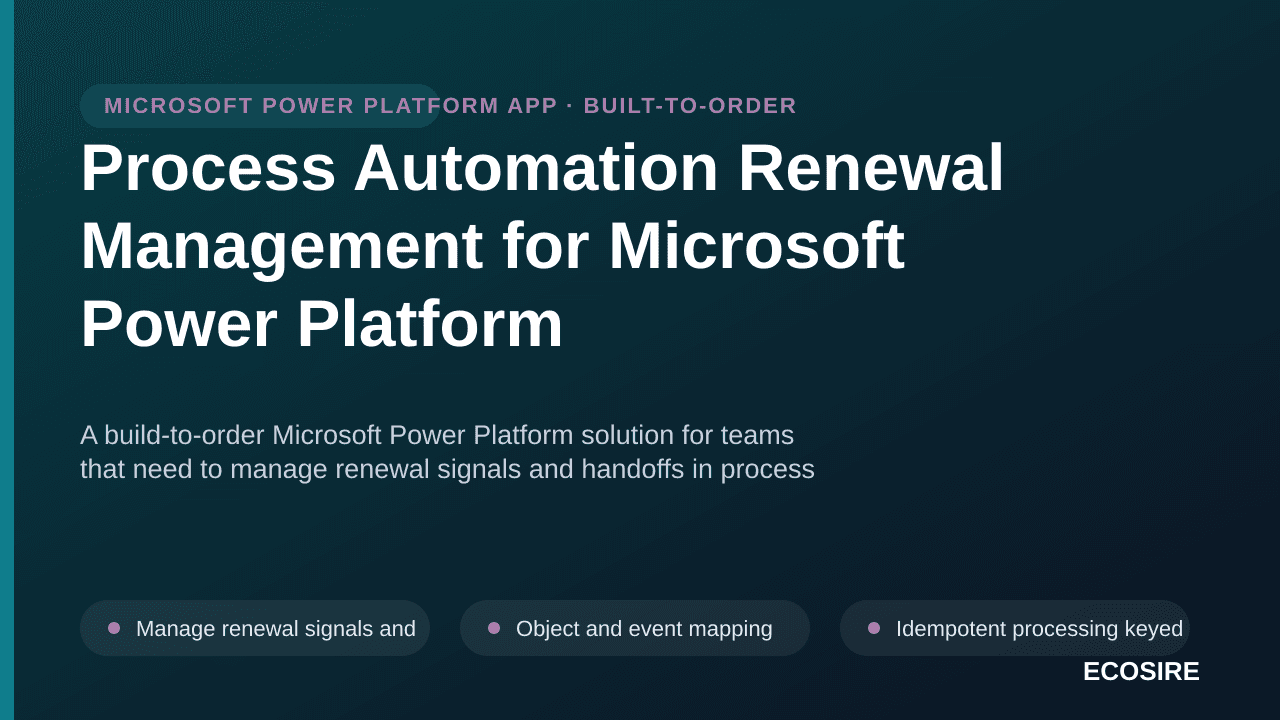 Process Automation Renewal Management for Microsoft Power Platform — A build-to-order Microsoft Power Platform solution for t — 1/3