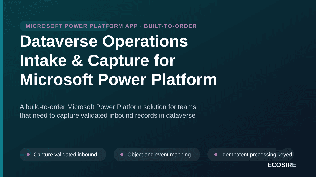 Dataverse Operations Intake & Capture for Microsoft Power Platform — A build-to-order Microsoft Power Platform solution for t — 1/3