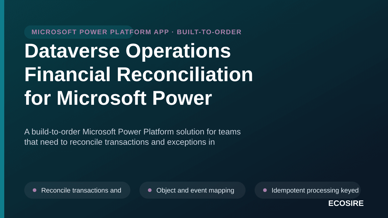 Dataverse Operations Financial Reconciliation for Microsoft Power Platform — A build-to-order Microsoft Power Platform soluti — 1/3