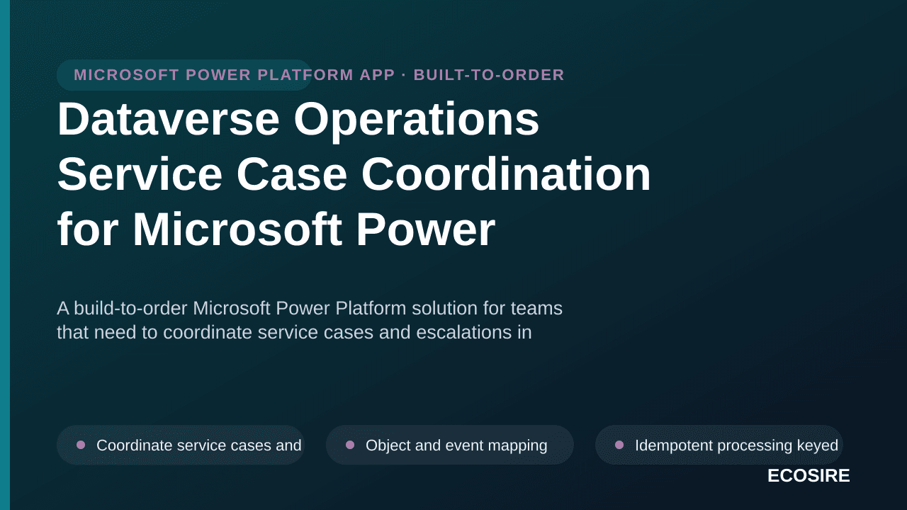 Dataverse Operations Service Case Coordination for Microsoft Power Platform — A build-to-order Microsoft Power Platform solut — 1/3