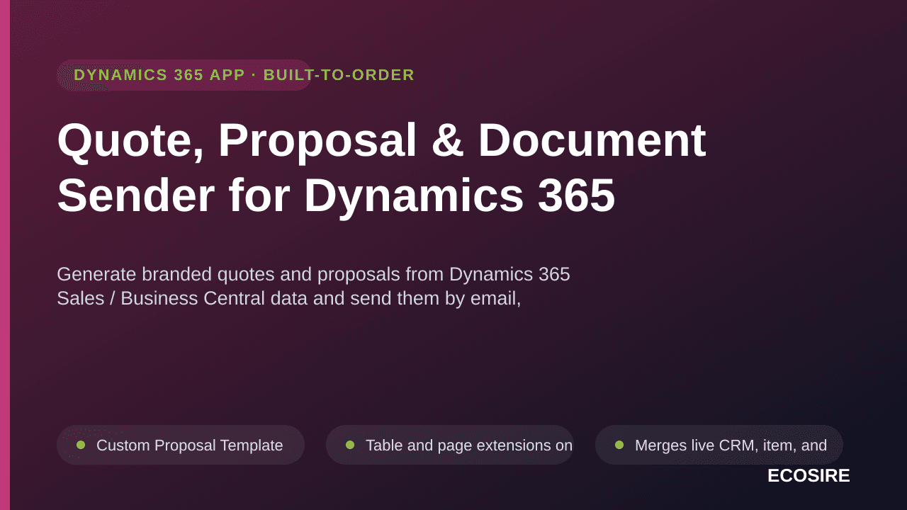 Quote, Proposal & Document Sender for Dynamics 365 — Generate branded quotes and proposals from Dynamics 365 Sales / Business — Image 1 of 3