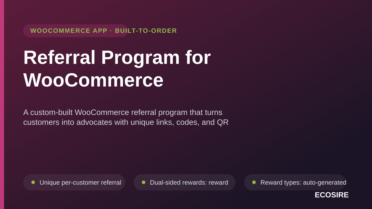 Referral Program for WooCommerce — A custom-built WooCommerce referral program that turns customers into advocates with uniqu — Image 1 of 3