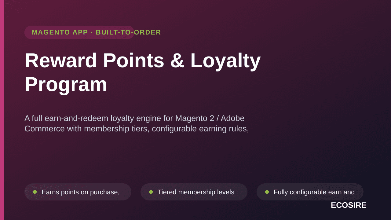 Reward Points & Loyalty Program — A full earn-and-redeem loyalty engine for Magento 2 / Adobe Commerce with membership tiers, — Image 1 of 3