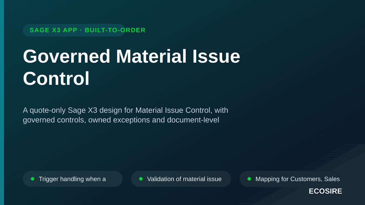 Governed Material Issue Control