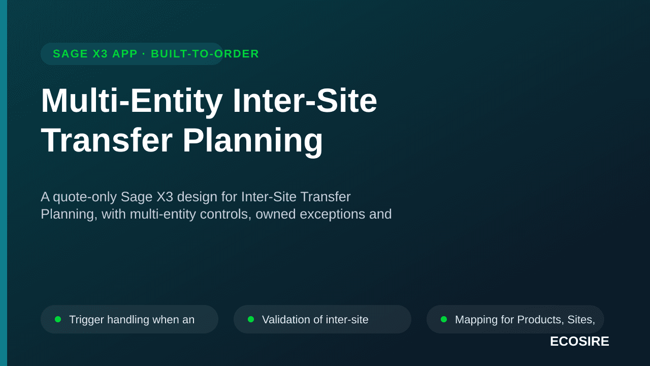 Multi-Entity Inter-Site Transfer Planning