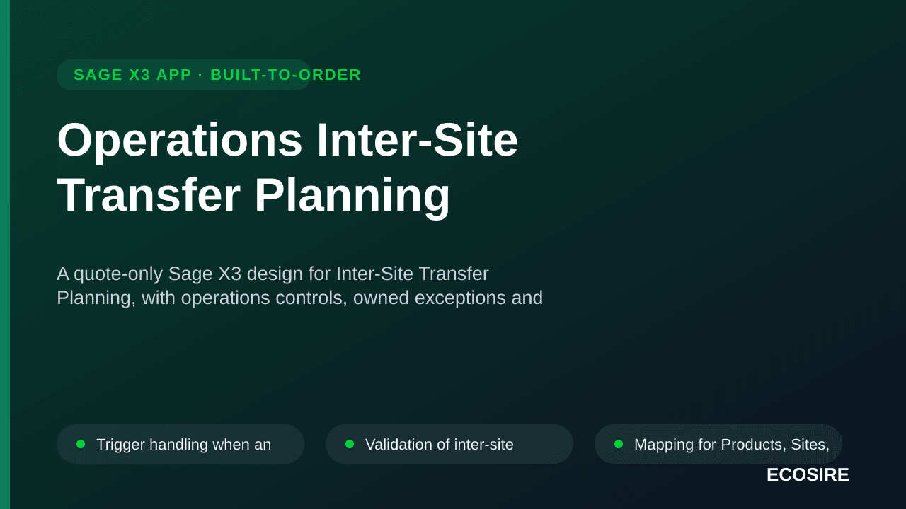 Operations Inter-Site Transfer Planning