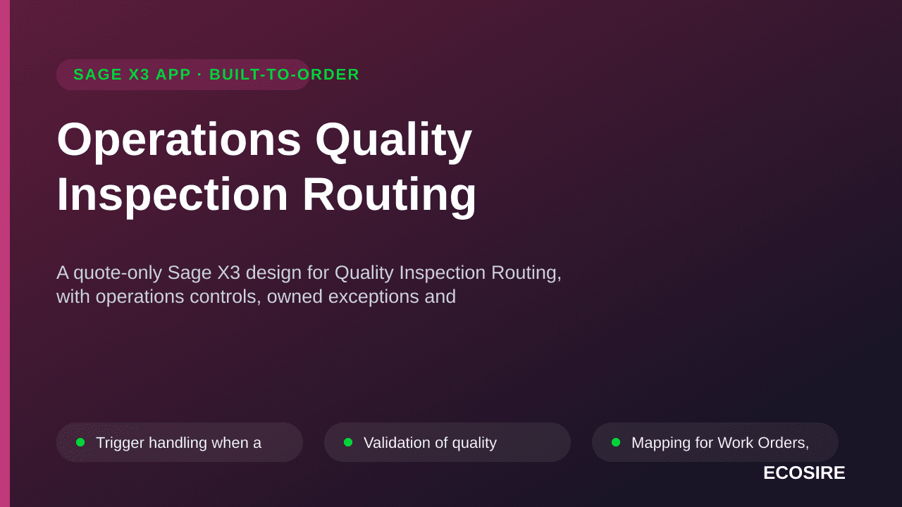 Operations Quality Inspection Routing