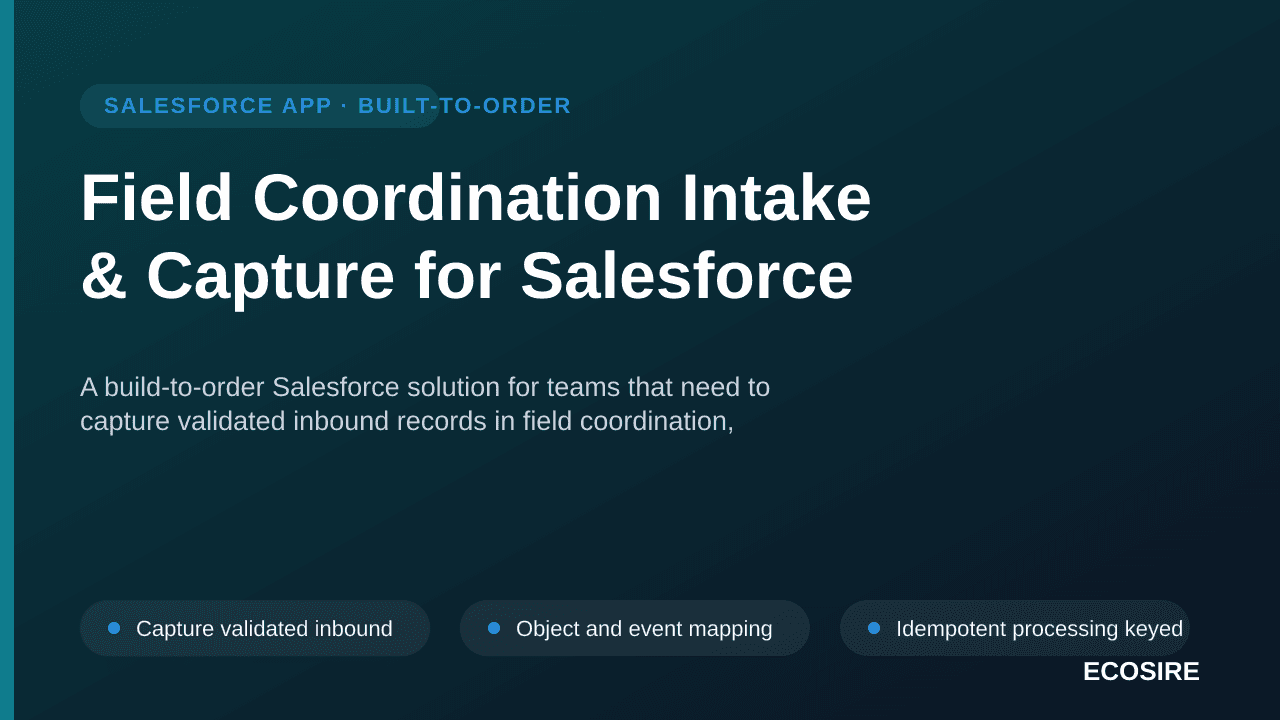 Field Coordination Intake & Capture for Salesforce — A build-to-order Salesforce solution for teams that need to capture vali — 1/3