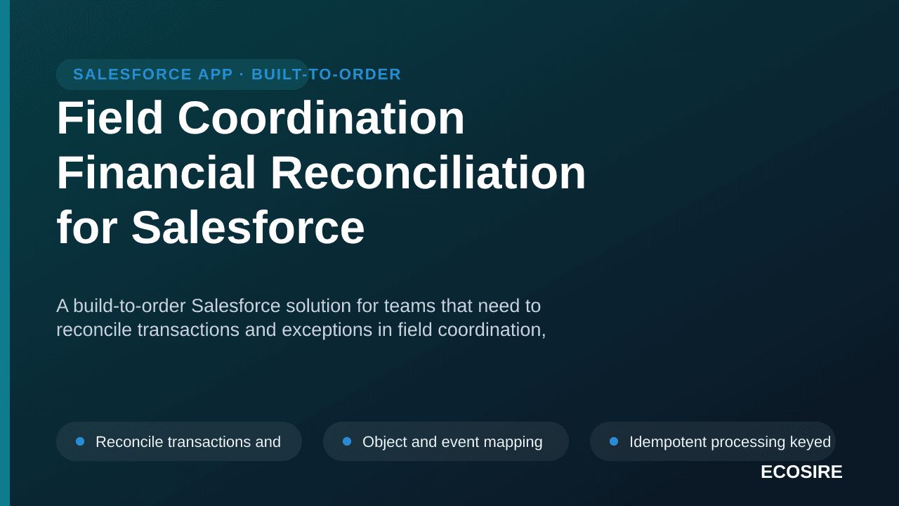 Field Coordination Financial Reconciliation for Salesforce — A build-to-order Salesforce solution for teams that need to reco — 1/3