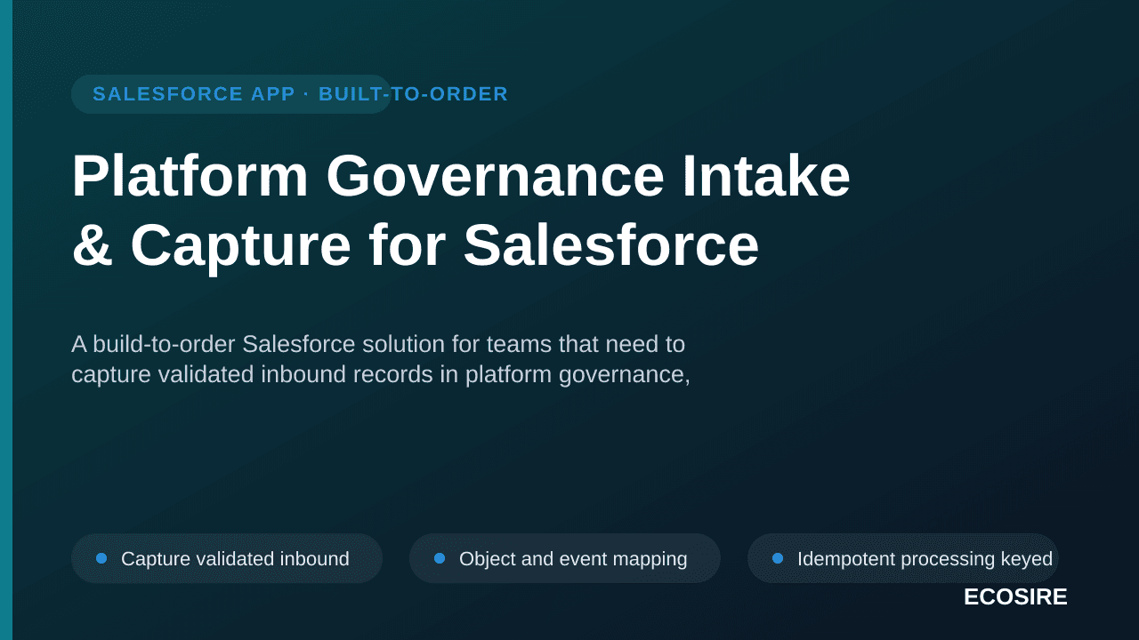 Platform Governance Intake & Capture for Salesforce — A build-to-order Salesforce solution for teams that need to capture val — 1/3