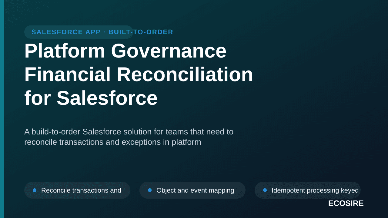 Platform Governance Financial Reconciliation for Salesforce — A build-to-order Salesforce solution for teams that need to rec — 1/3