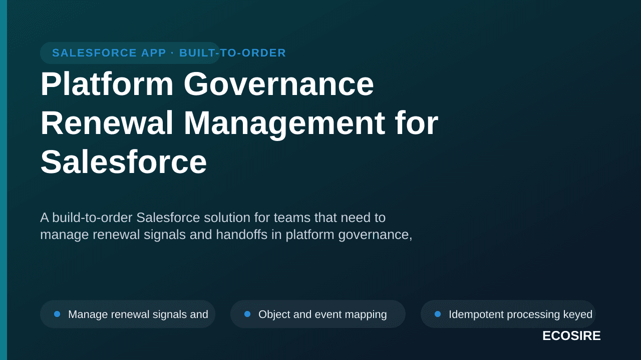 Platform Governance Renewal Management for Salesforce — A build-to-order Salesforce solution for teams that need to manage re — 1/3