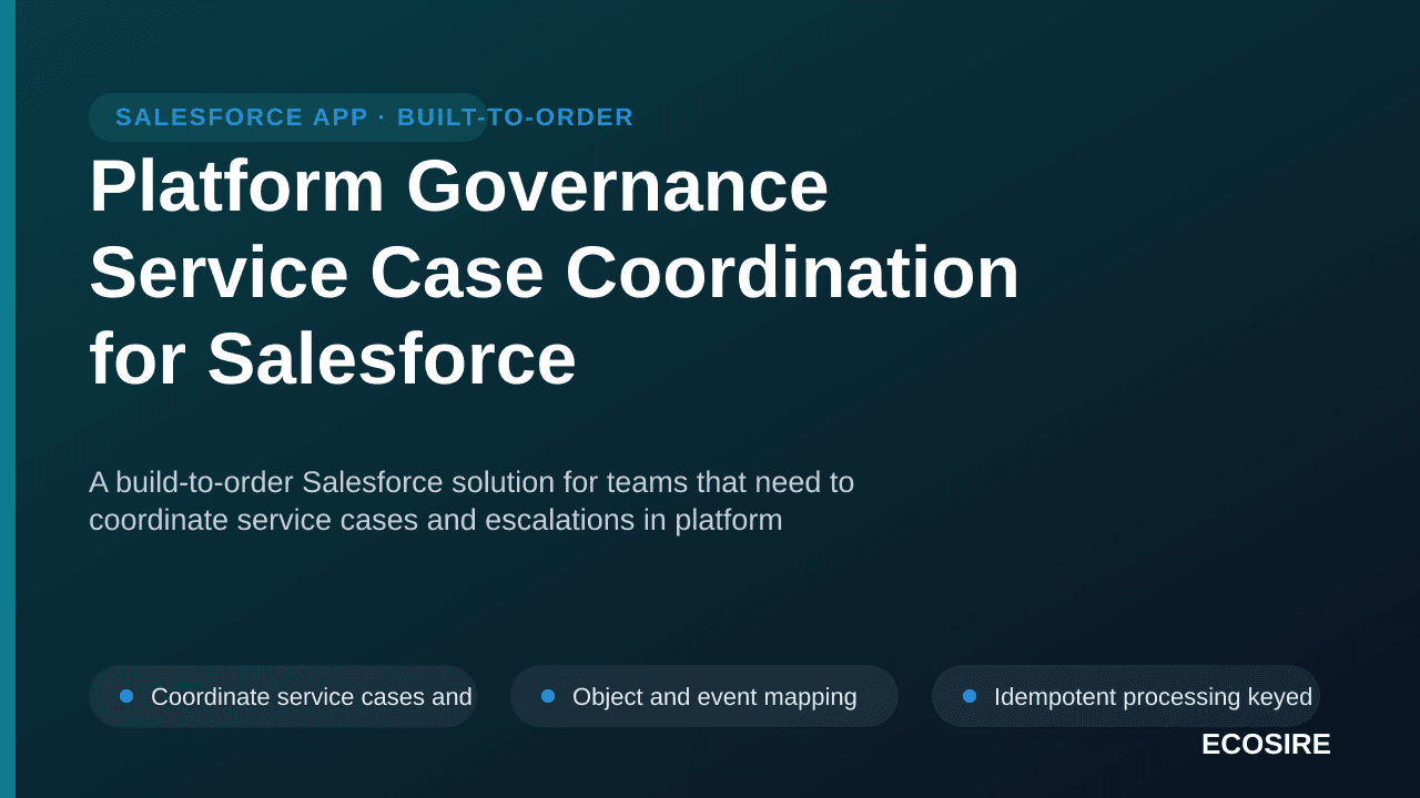 Platform Governance Service Case Coordination for Salesforce — A build-to-order Salesforce solution for teams that need to co — 1/3