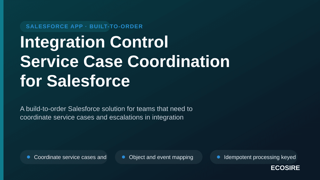 Integration Control Service Case Coordination for Salesforce — A build-to-order Salesforce solution for teams that need to co — 1/3