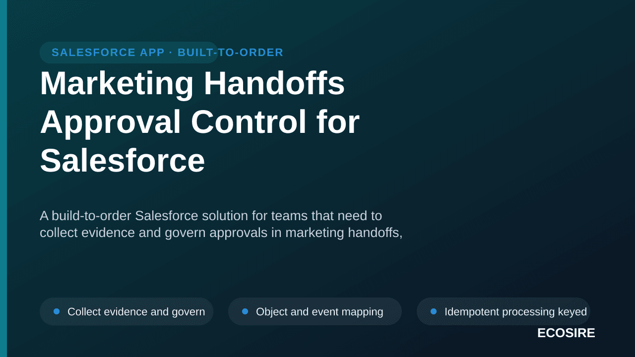Marketing Handoffs Approval Control for Salesforce — A build-to-order Salesforce solution for teams that need to collect evid — 1/3