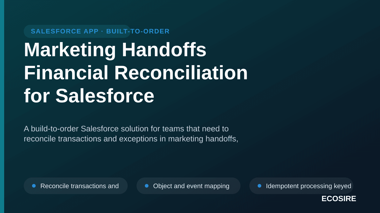 Marketing Handoffs Financial Reconciliation for Salesforce — A build-to-order Salesforce solution for teams that need to reco — 1/3