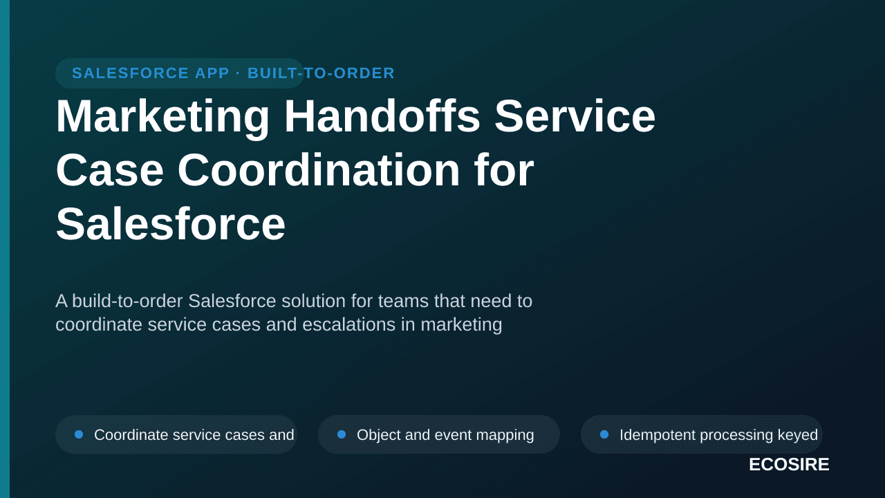 Marketing Handoffs Service Case Coordination for Salesforce — A build-to-order Salesforce solution for teams that need to coo — 1/3