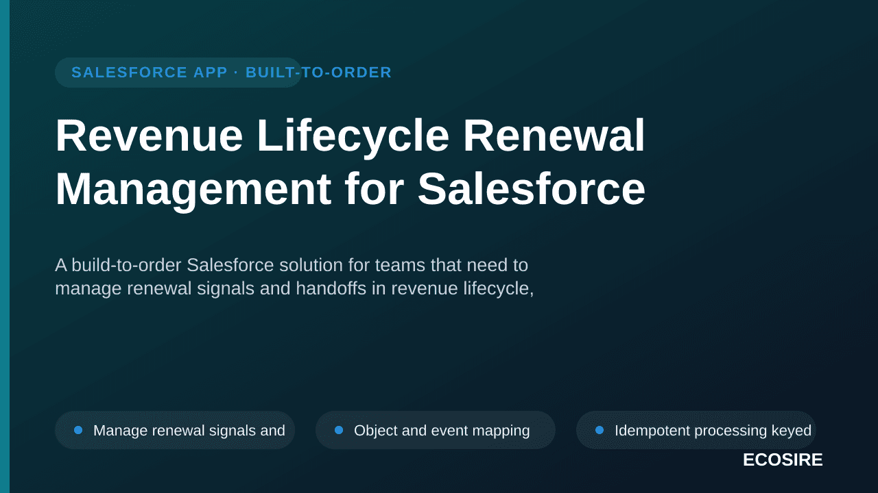 Revenue Lifecycle Renewal Management for Salesforce — A build-to-order Salesforce solution for teams that need to manage rene — 1/3