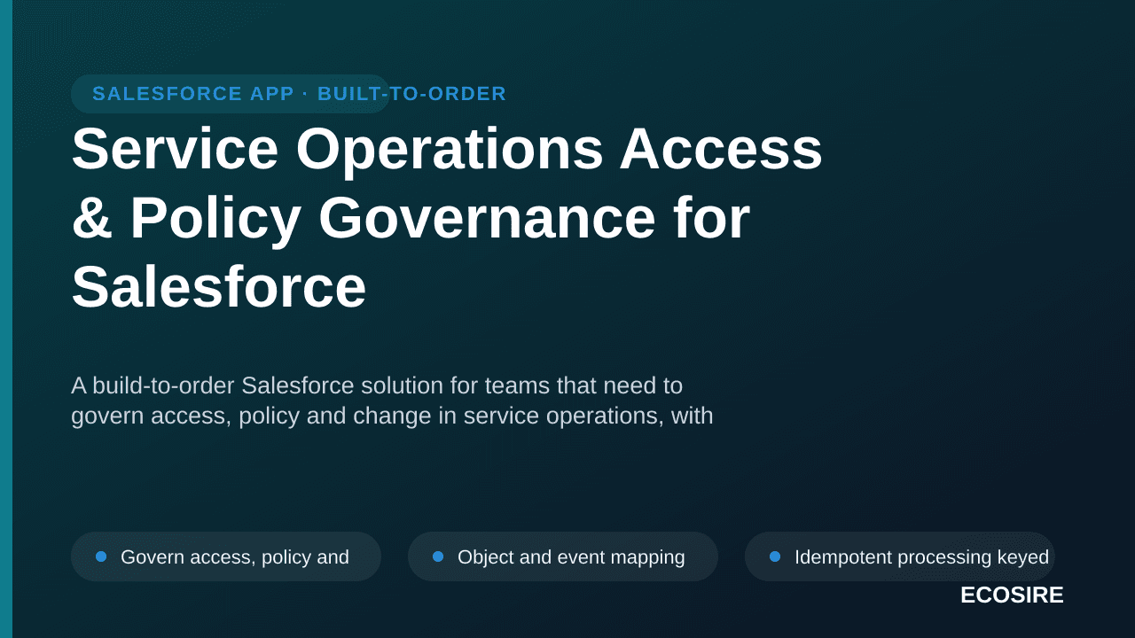 Service Operations Access & Policy Governance for Salesforce — A build-to-order Salesforce solution for teams that need to go — 1/3
