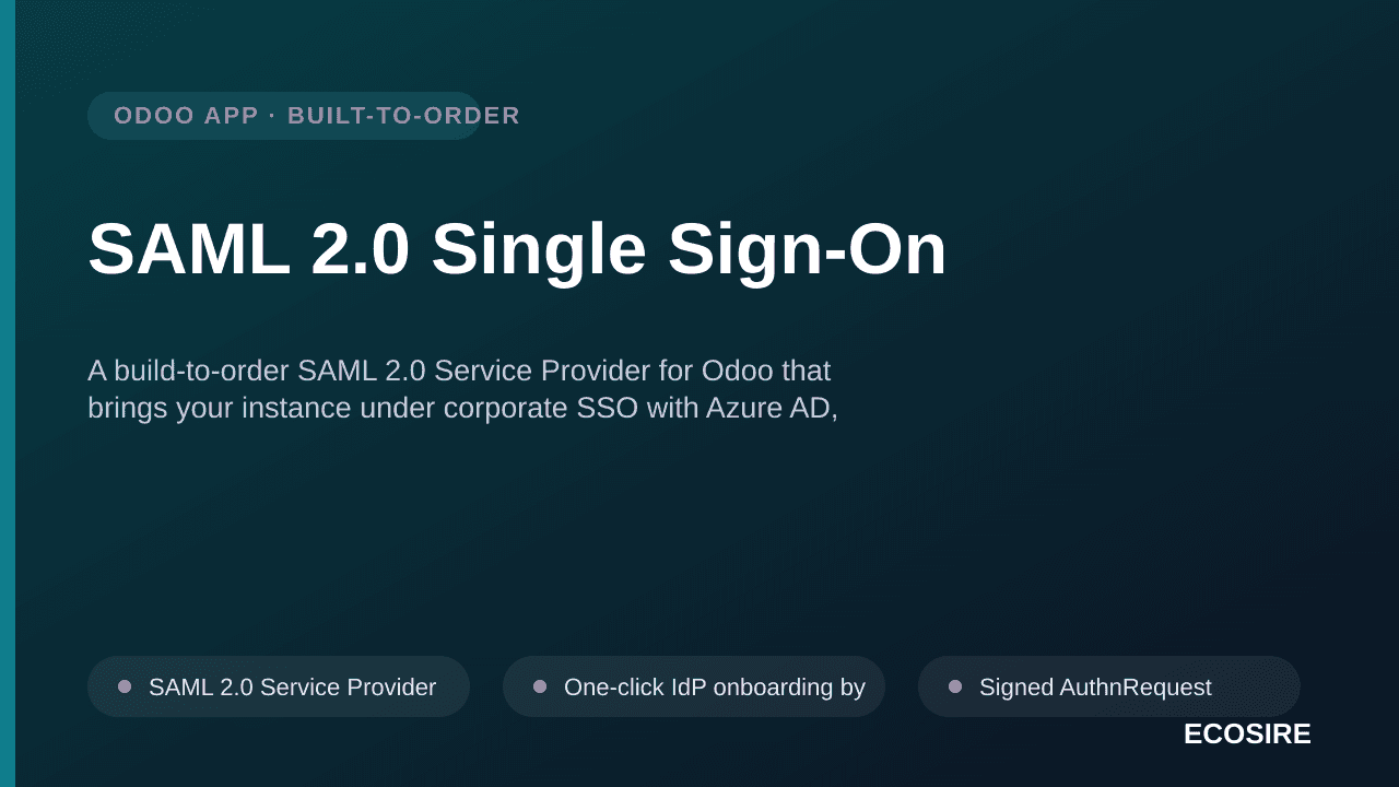 SAML 2.0 Single Sign-On — A build-to-order SAML 2 — Image 1 of 3