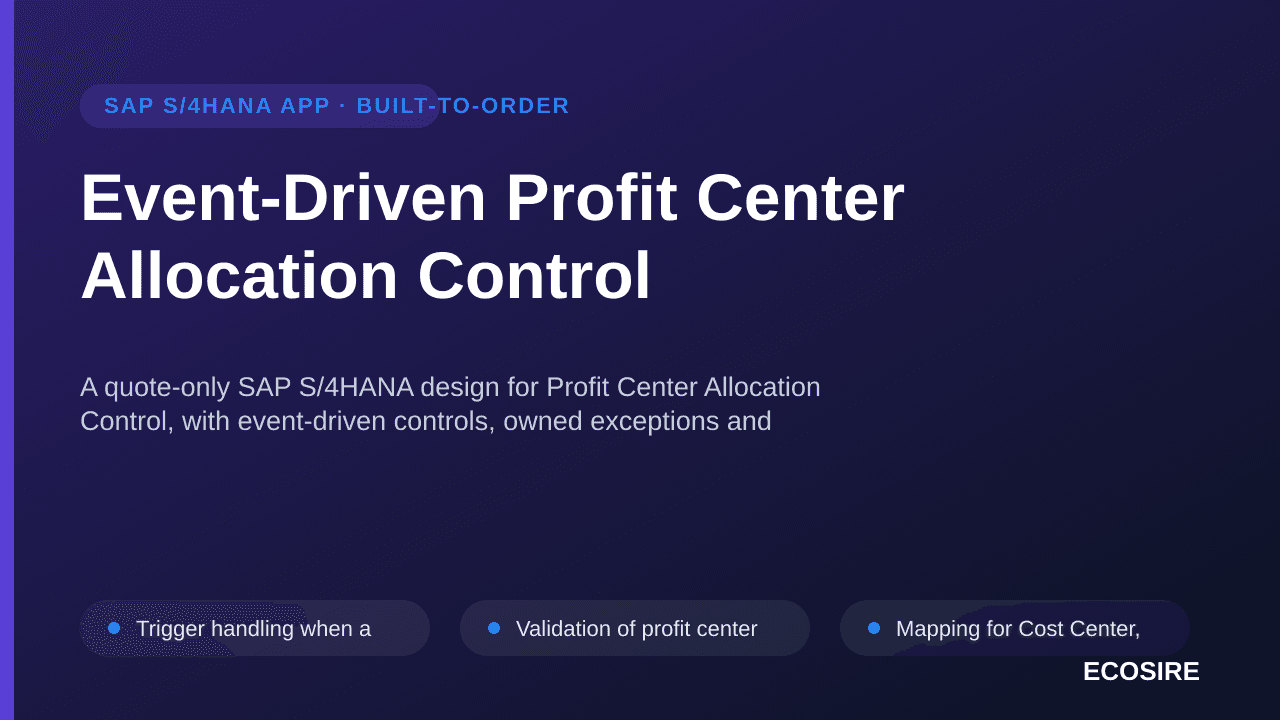 Event-Driven Profit Center Allocation Control — A quote-only SAP S/4HANA design for Profit Center Allocation Control, with ev — 1/3