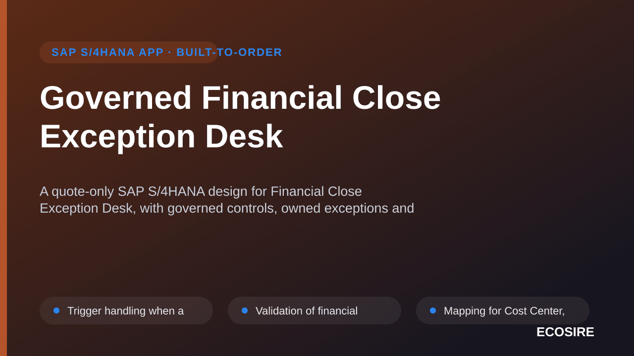 Governed Financial Close Exception Desk — A quote-only SAP S/4HANA design for Financial Close Exception Desk, with governed c — 1/3