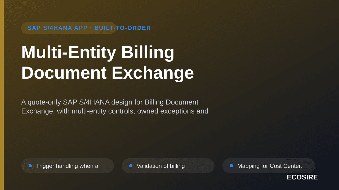 Multi-Entity Billing Document Exchange — A quote-only SAP S/4HANA design for Billing Document Exchange, with multi-entity con — 1/3