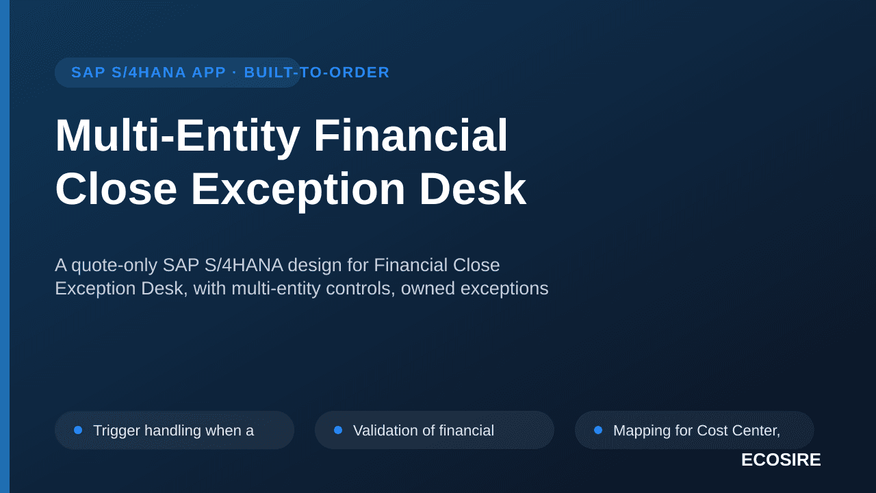 Multi-Entity Financial Close Exception Desk — A quote-only SAP S/4HANA design for Financial Close Exception Desk, with multi- — 1/3