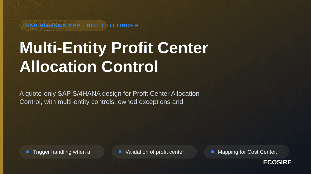 Multi-Entity Profit Center Allocation Control — A quote-only SAP S/4HANA design for Profit Center Allocation Control, with mu — 1/3