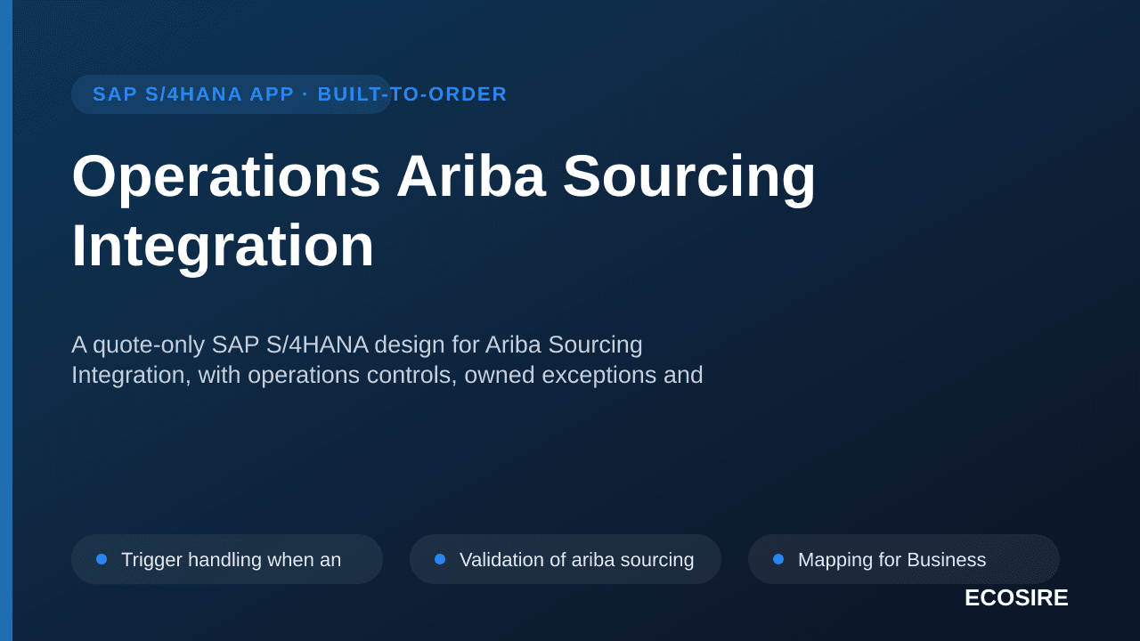 Operations Ariba Sourcing Integration — A quote-only SAP S/4HANA design for Ariba Sourcing Integration, with operations contr — 1/3