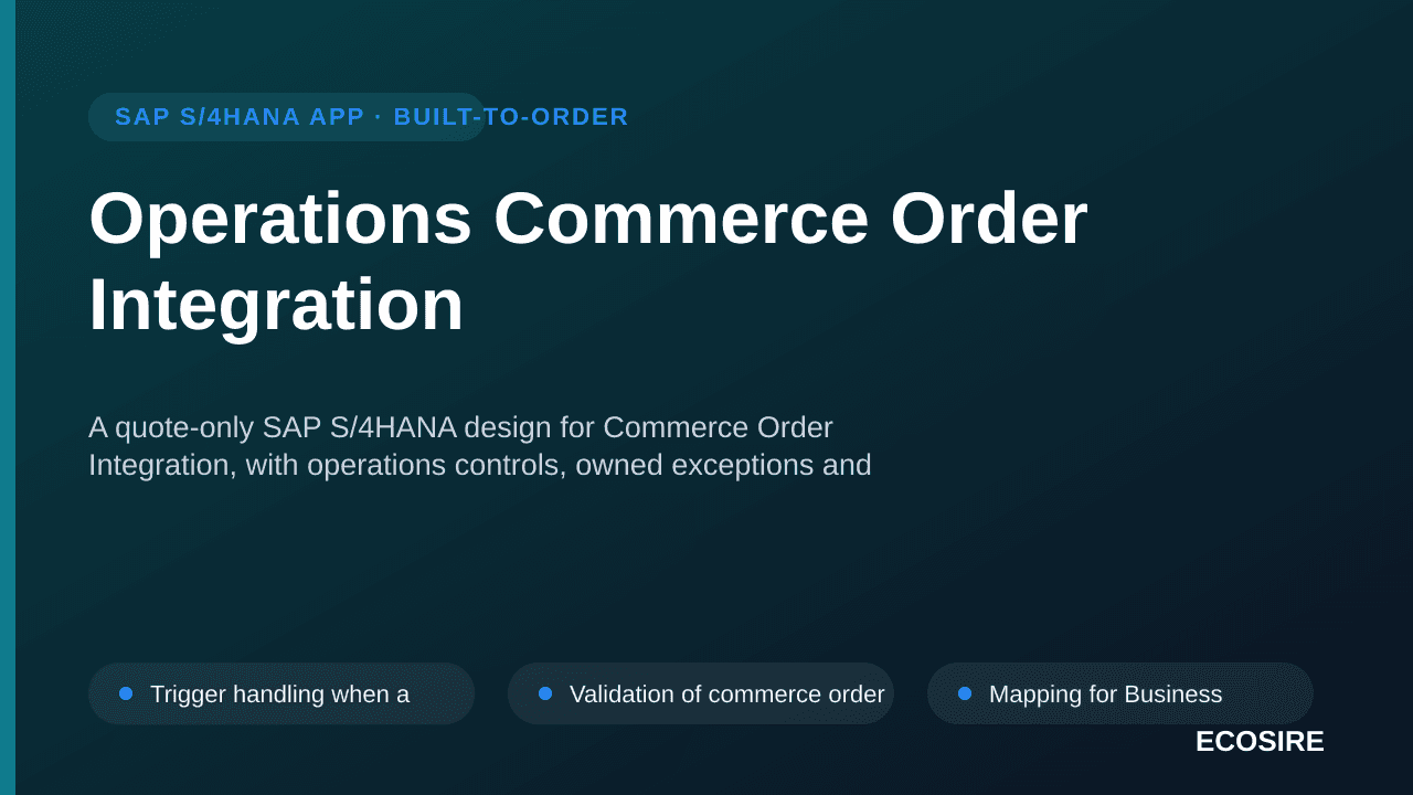 Operations Commerce Order Integration — A quote-only SAP S/4HANA design for Commerce Order Integration, with operations contr — 1/3
