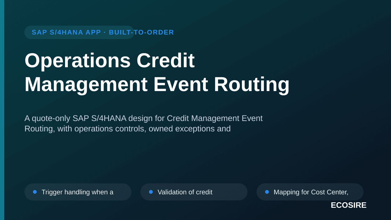 Operations Credit Management Event Routing — A quote-only SAP S/4HANA design for Credit Management Event Routing, with operat — 1/3