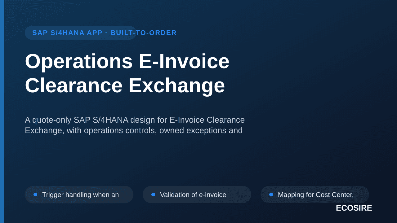 Operations E-Invoice Clearance Exchange — A quote-only SAP S/4HANA design for E-Invoice Clearance Exchange, with operations c — 1/3