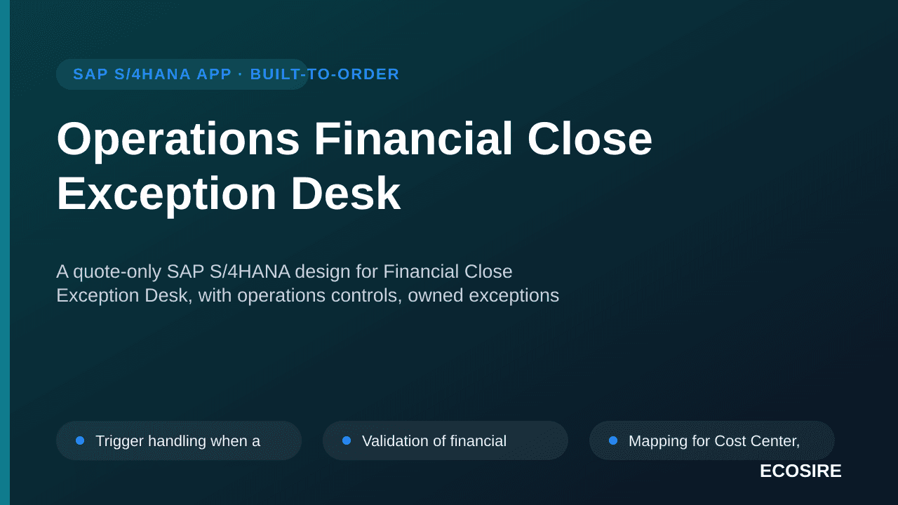 Operations Financial Close Exception Desk — A quote-only SAP S/4HANA design for Financial Close Exception Desk, with operatio — 1/3